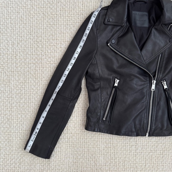 All Saints Dalby Leather Biker Jacket Size 4 - Picture 9 of 16
